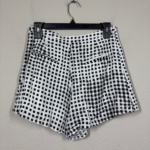 Minkpink Womens XS Gingham Shorts Black Pleated Flared High Waisted Pockets - Picture 4 of 10